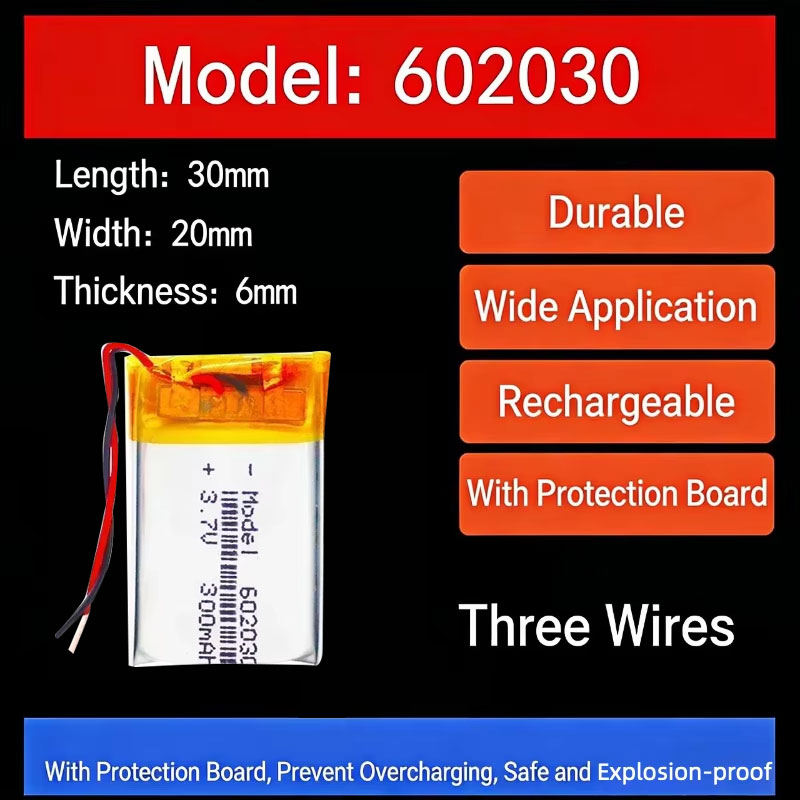 Smartwatches - 3.7V 300mAh 602030 Lithium Battery Lithium