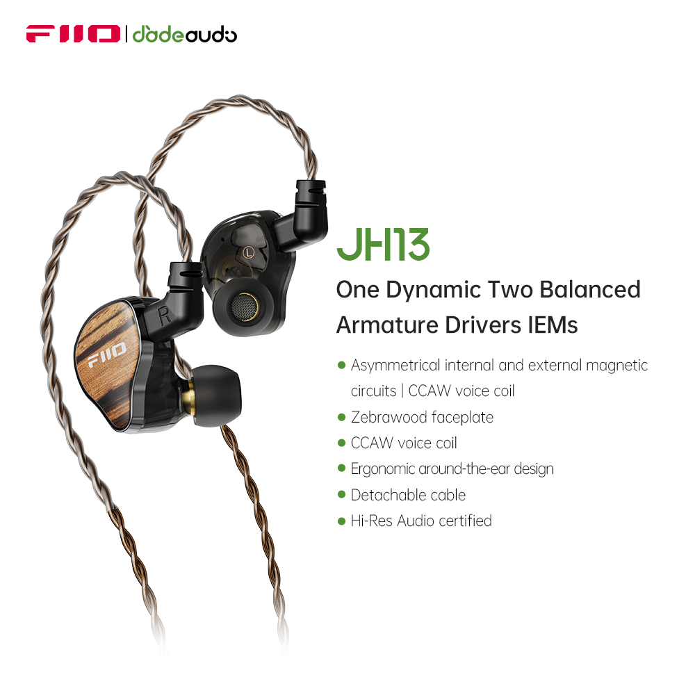 Planar Magnetic Iem Earphones - FiiO JH13 Hybrid HiFi IEMs –