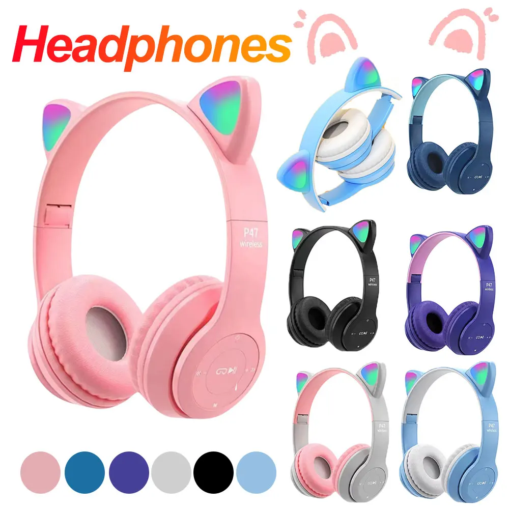 Cat Ear Bluetooth Headset Led - Flashing LED Cute Cat Ears Headphones