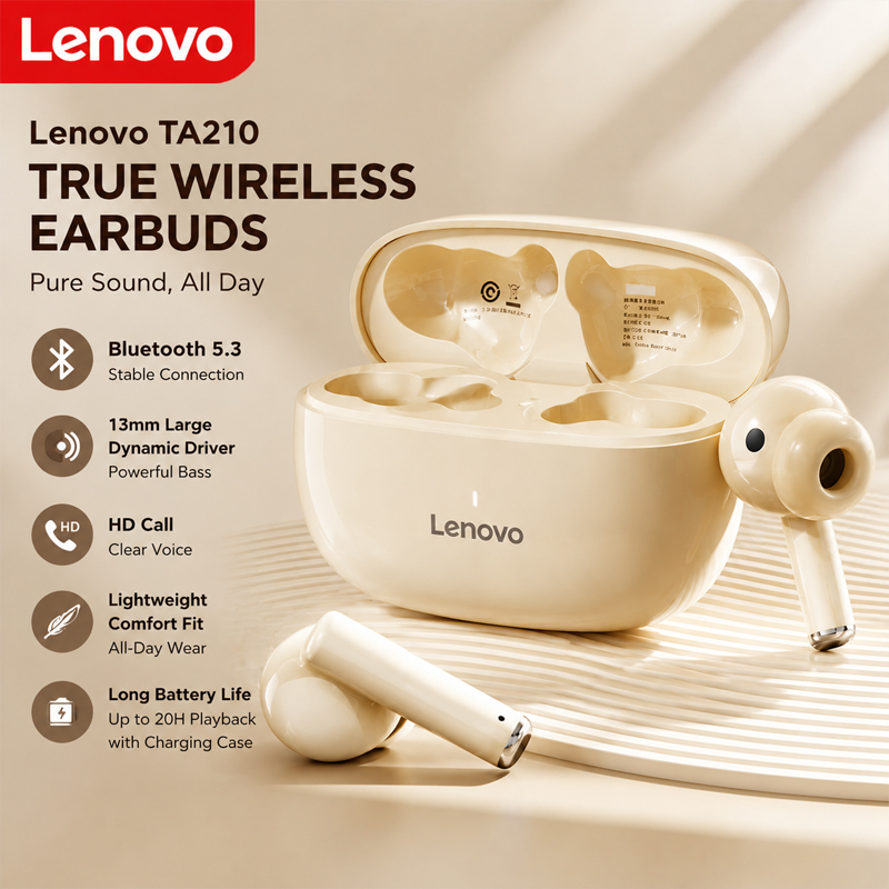 Anc Wireless Over Ear Headphones - Lenovo TA210 Bluetooth Wireless Headphones Built