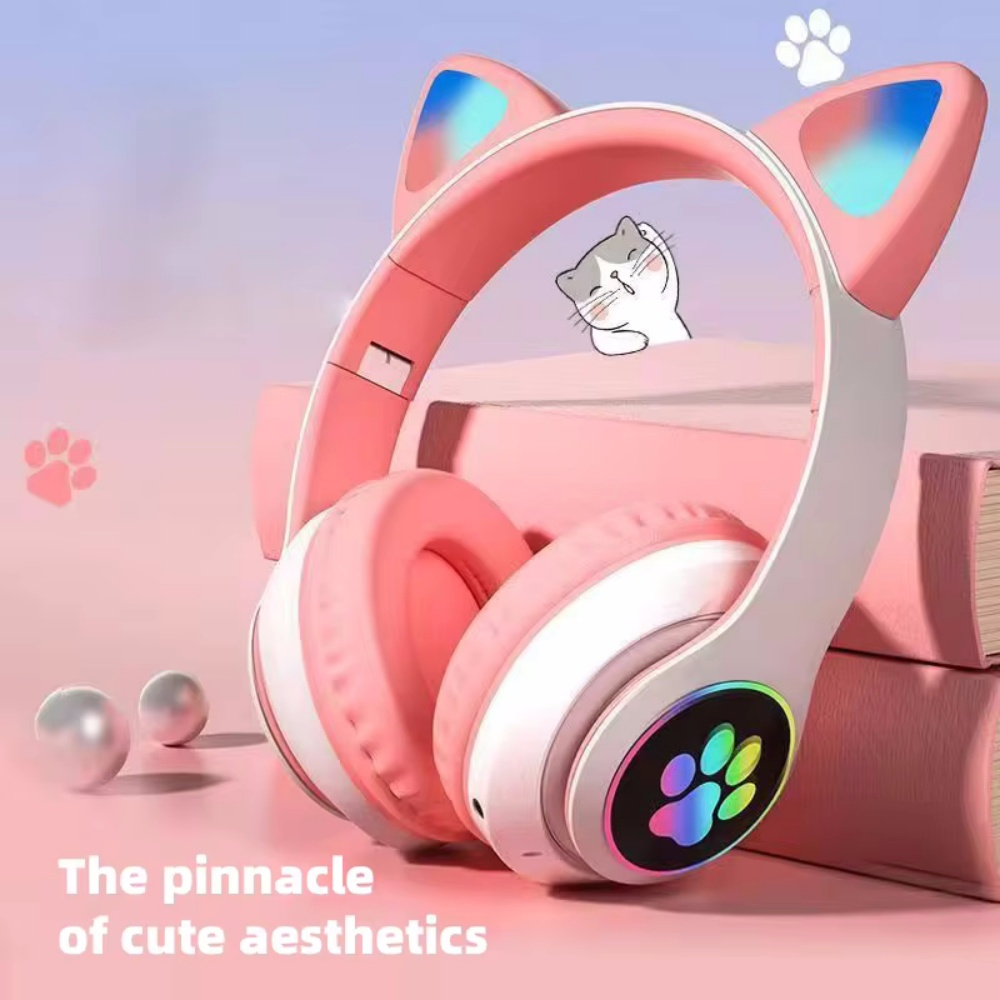 Cat Ear Bluetooth Headset Led - Cute Cat Ear Bluetooth Compatible Headset