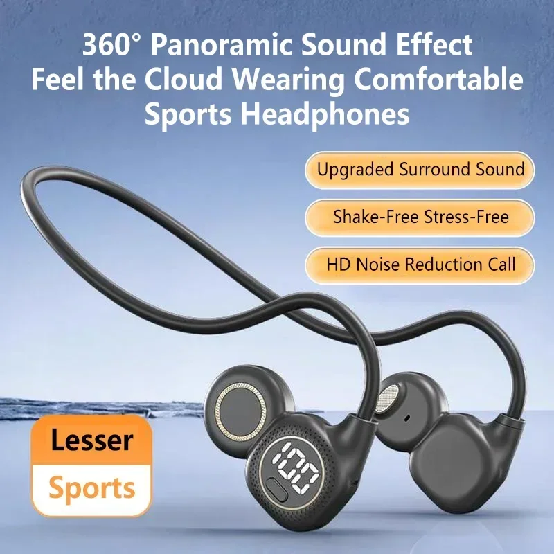 Bone Conduction Running Headphones - Bone Conduction Bluetooth Earbuds Non-In-Ear Digital