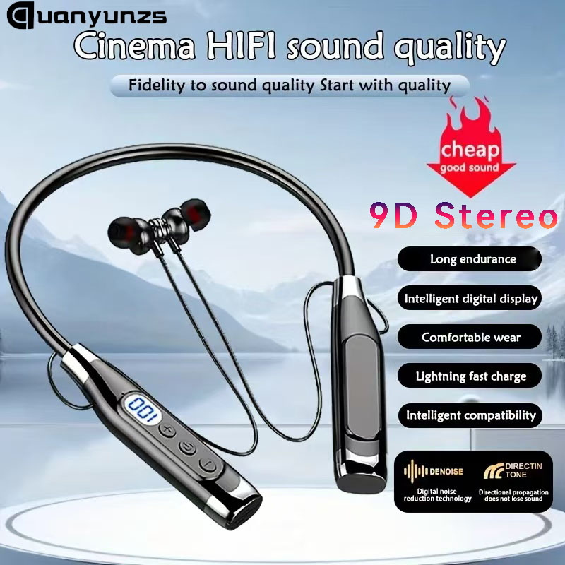 Magnetic Neckband Sports Earphones - True Stereo Wireless Headphones Bluetooth Neckband