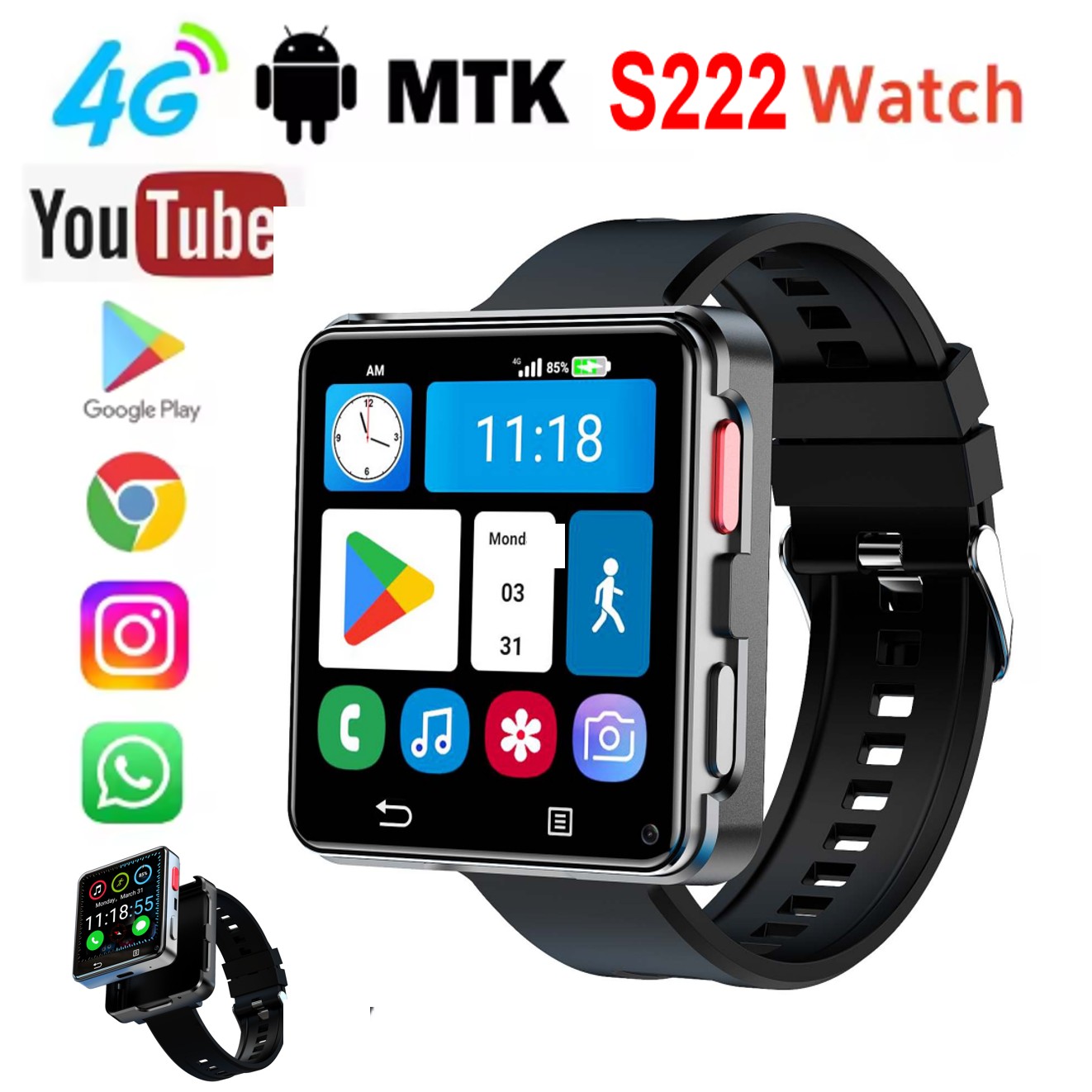Smartwatches - S222 Smart Watch 4G SI-M Card