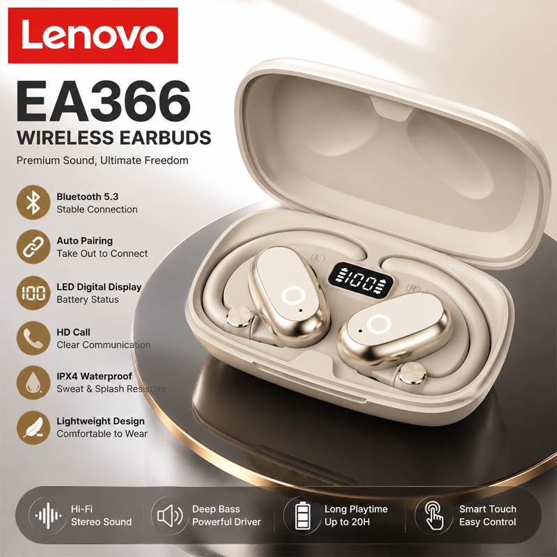 Anc Wireless Over Ear Headphones - Lenovo EA366 Bluetooth Wireless Headphones Built