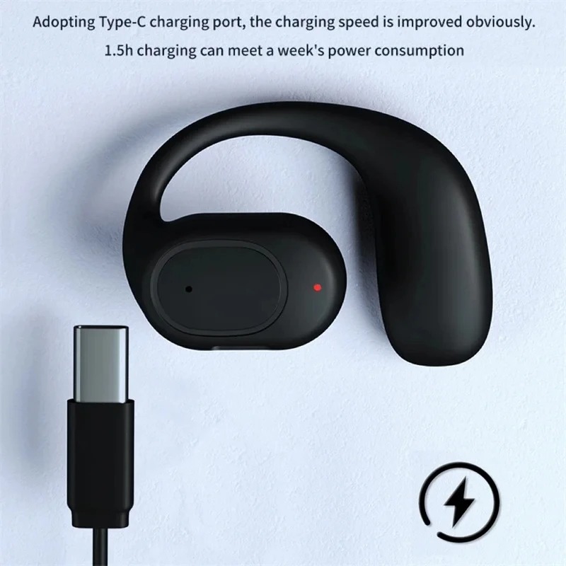 Open Ear Air Conduction Headphones - Single One Ear Hook Bone Conduction