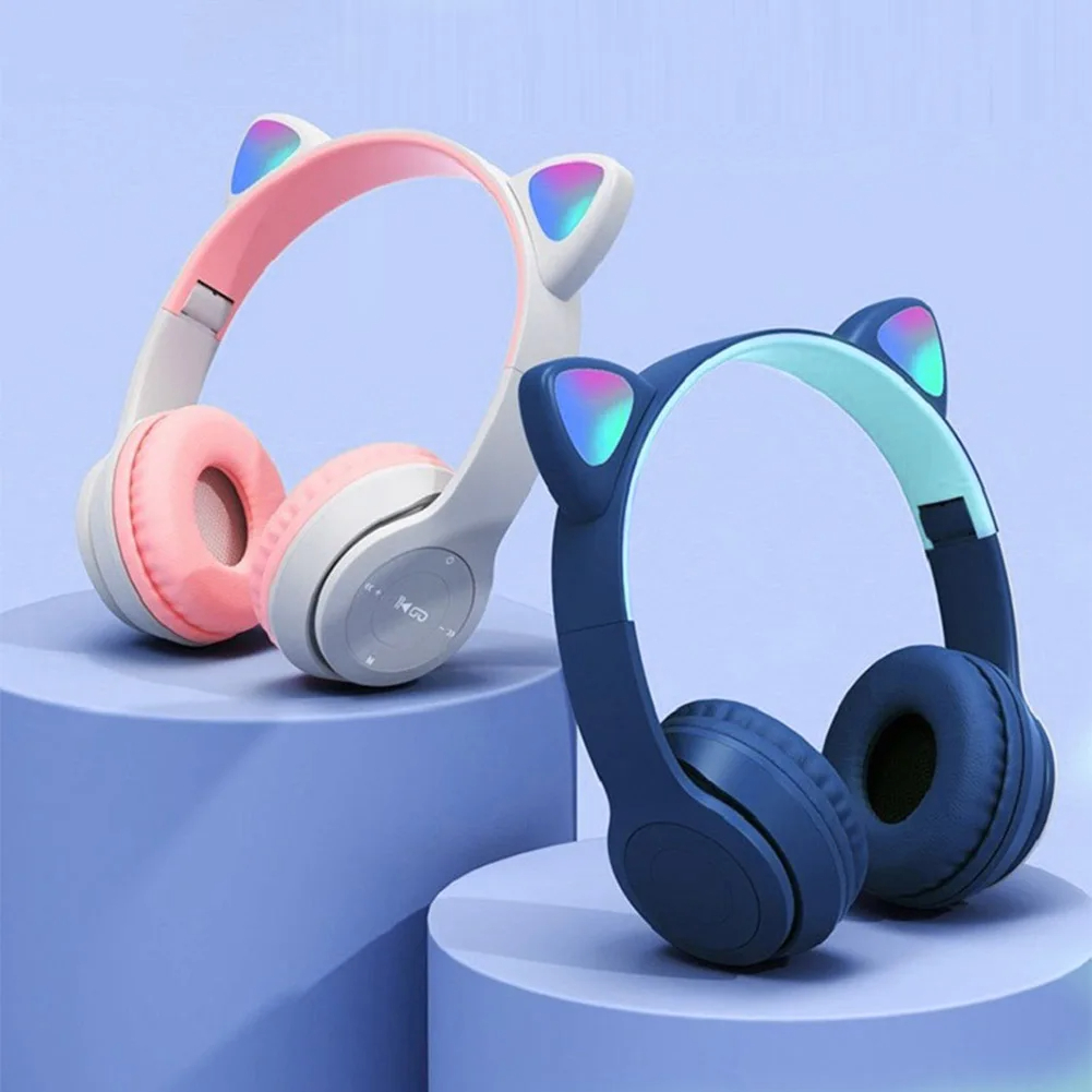 Cat Ear Bluetooth Headset Led - Cute Cat Ear Wireless Headphones with