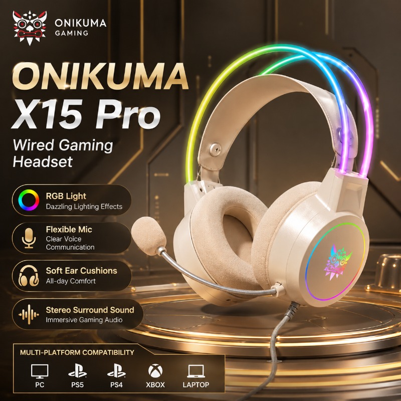 Gaming Headset With Mic Rgb - ONIKUMA X15 Pro Gaming Headset Wired