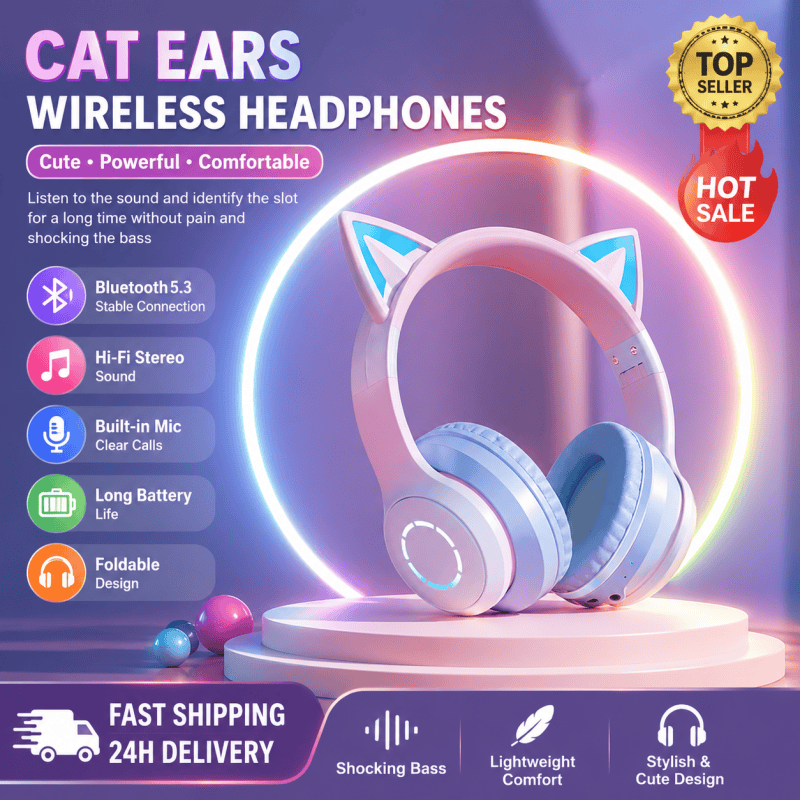 Cat Ear Bluetooth Headset Led - New Best Selling RGB Head-mounted Bluetooth