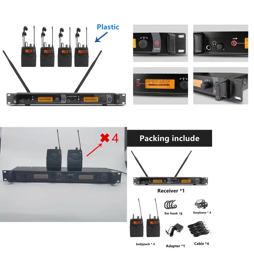 In Ear Monitors For Singers - 572-603mhz 2050EX Double Transmitter 4 Receiver