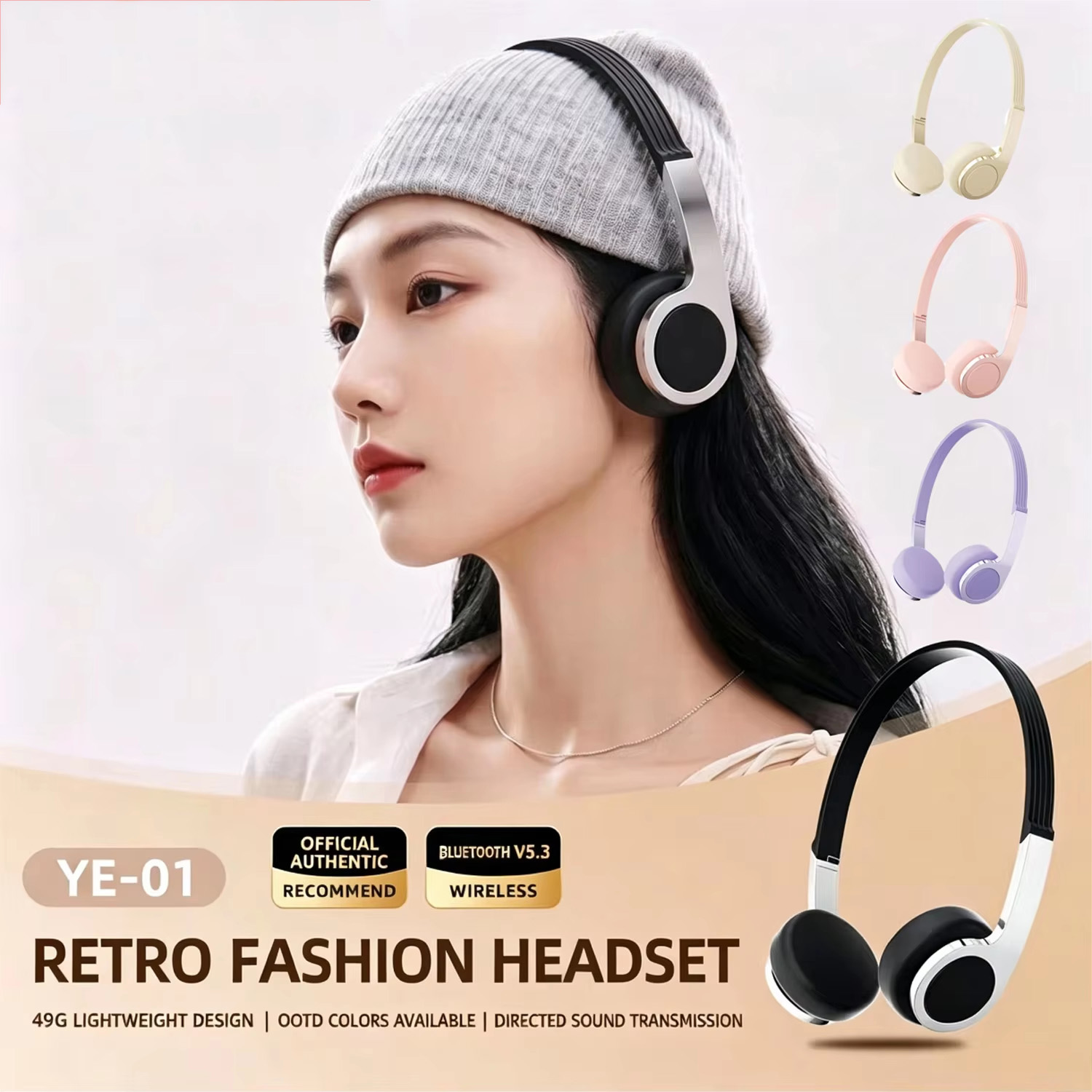 Anc Wireless Over Ear Headphones - New Retro Compact Over-Ear Bluetooth Headphones