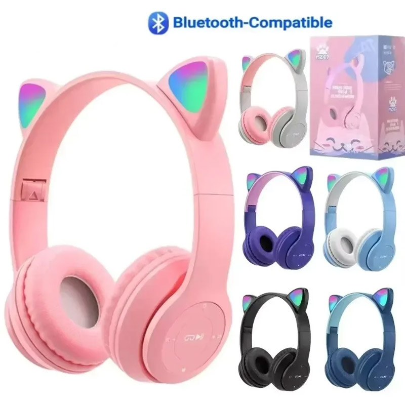 Cat Ear Bluetooth Headset Led - Wireless Bluetooth Earphones Cute Cat Ear