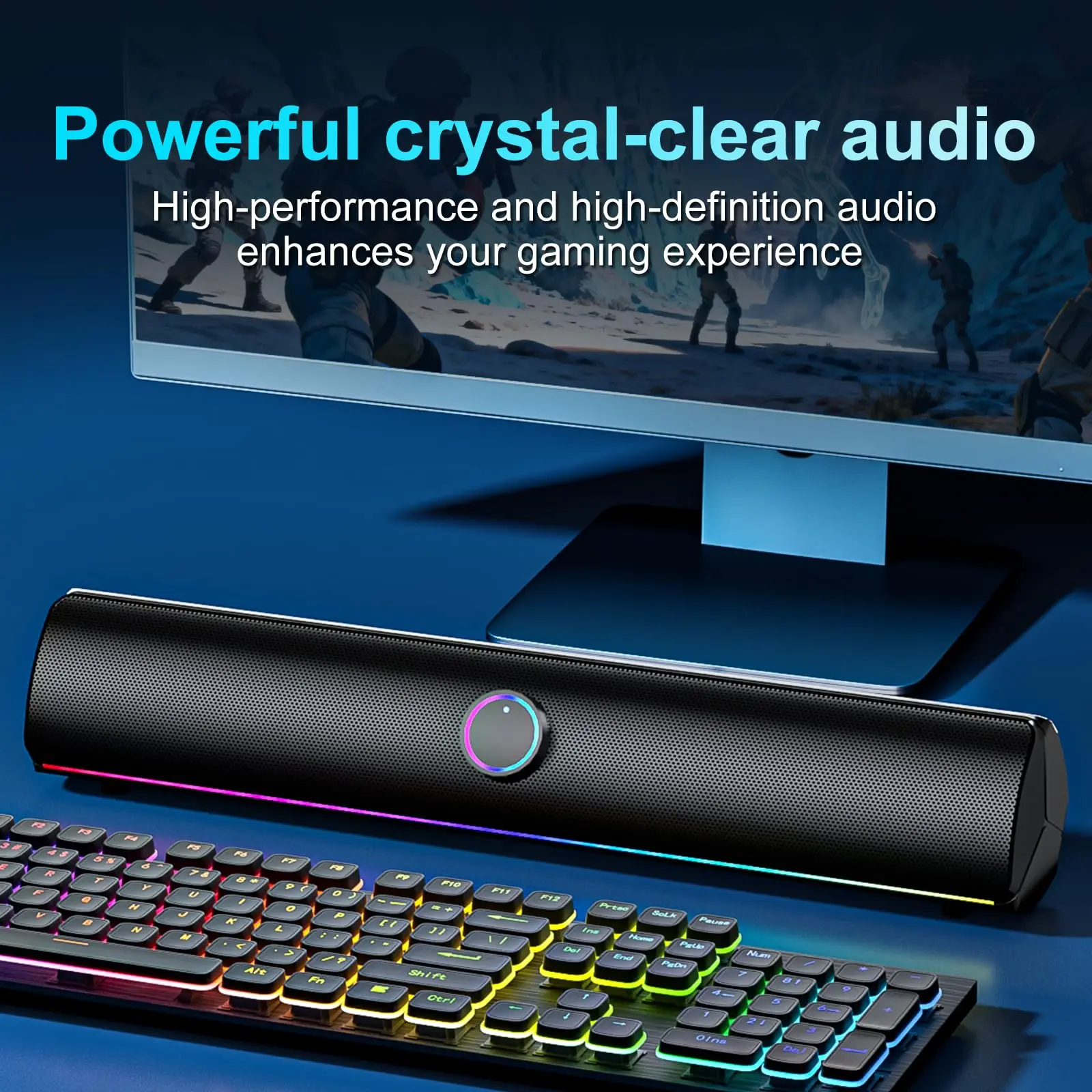 Gaming Soundbar, USB One-Cable - Rgb Computer Soundbar For Pc review and price