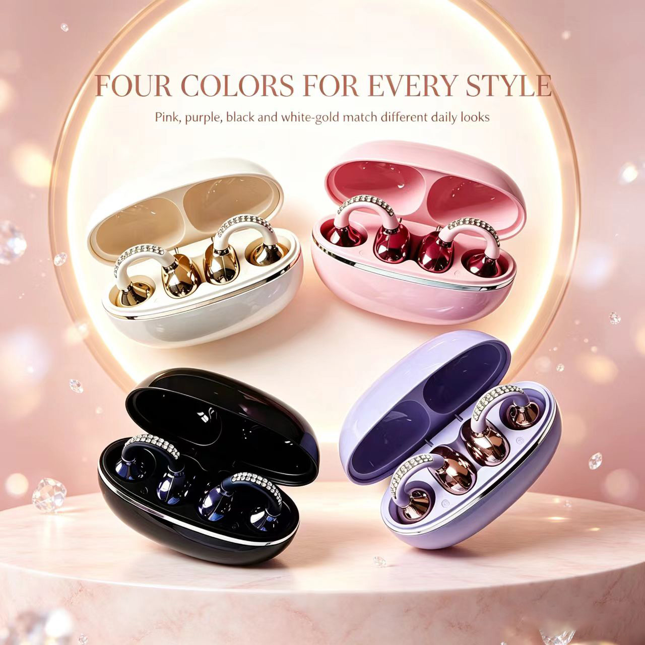 Rhinestone Open Ear Clip Wirel - Open Ear Air Conduction Headphones review and price
