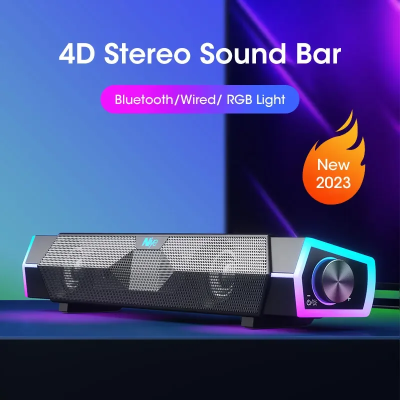 4D Stereo Sound Bar PC Speaker - Rgb Computer Soundbar For Pc review and price