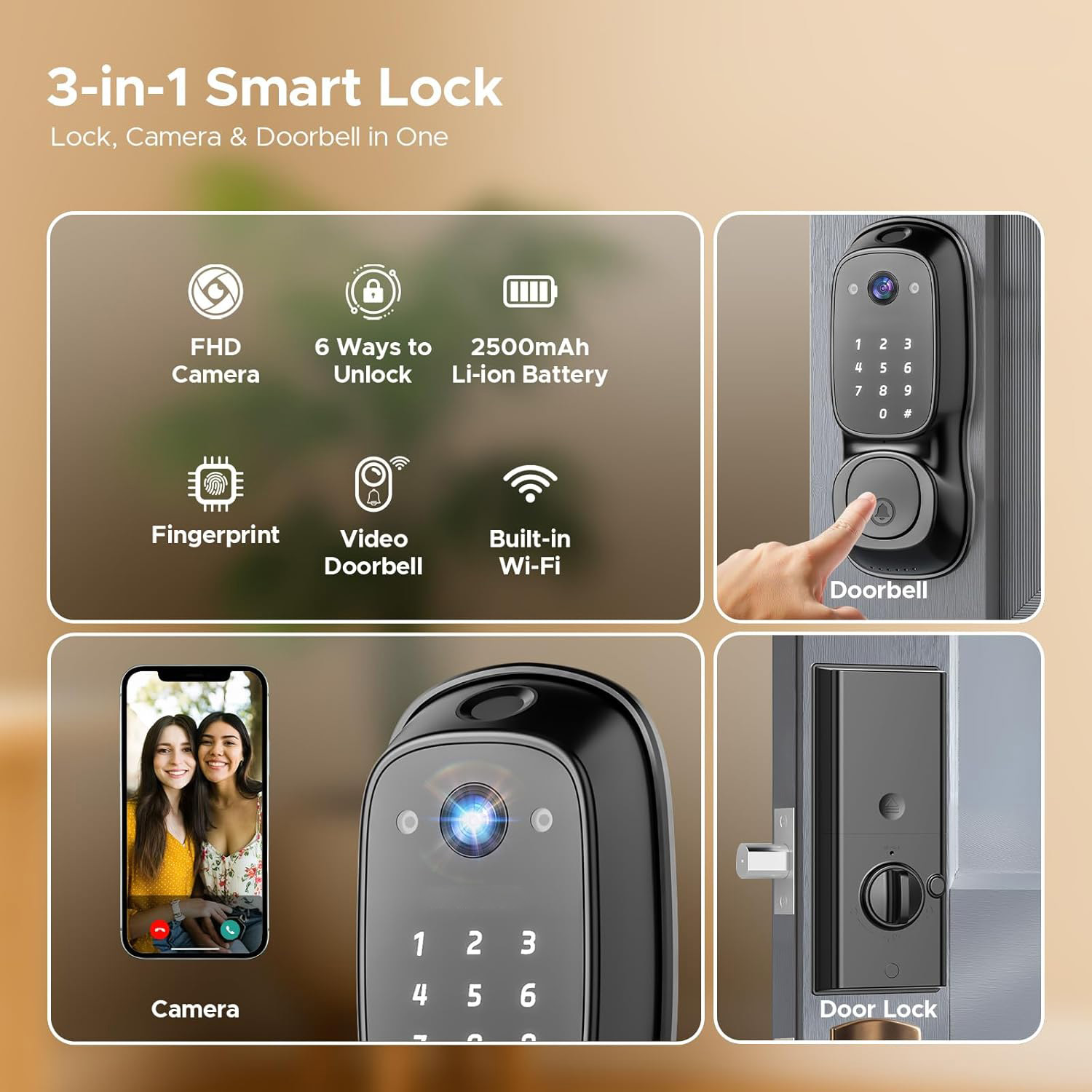 Tuya Wifi Smart Door Lock ‎Cam - Cameras review and price