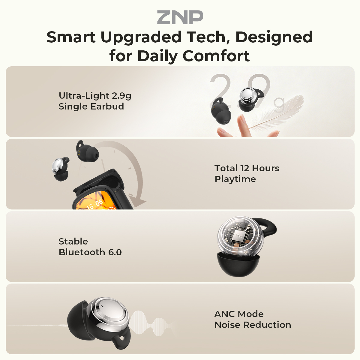 ZNP P04 Sleeping Aid Earbuds A - Sleep Mask Headphones Bluetooth review and price