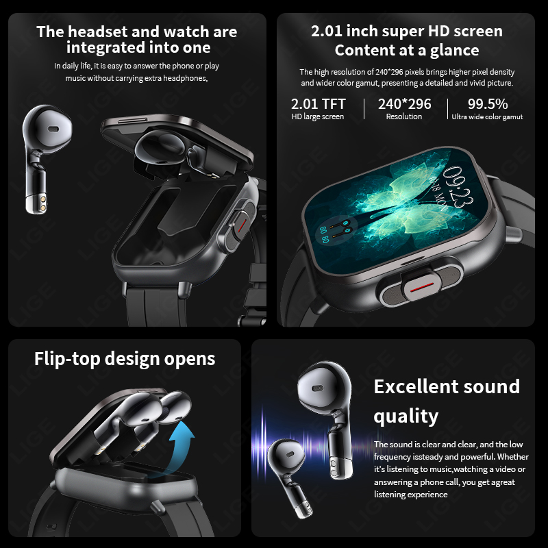 LIGE New 2 In 1 TWS Smart Watc - Tws Earbuds Bluetooth 5.3 review and price