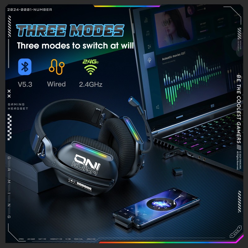 ONIKUMA GT808 Wireless Gaming  - Gaming Headset With Mic Rgb review and price