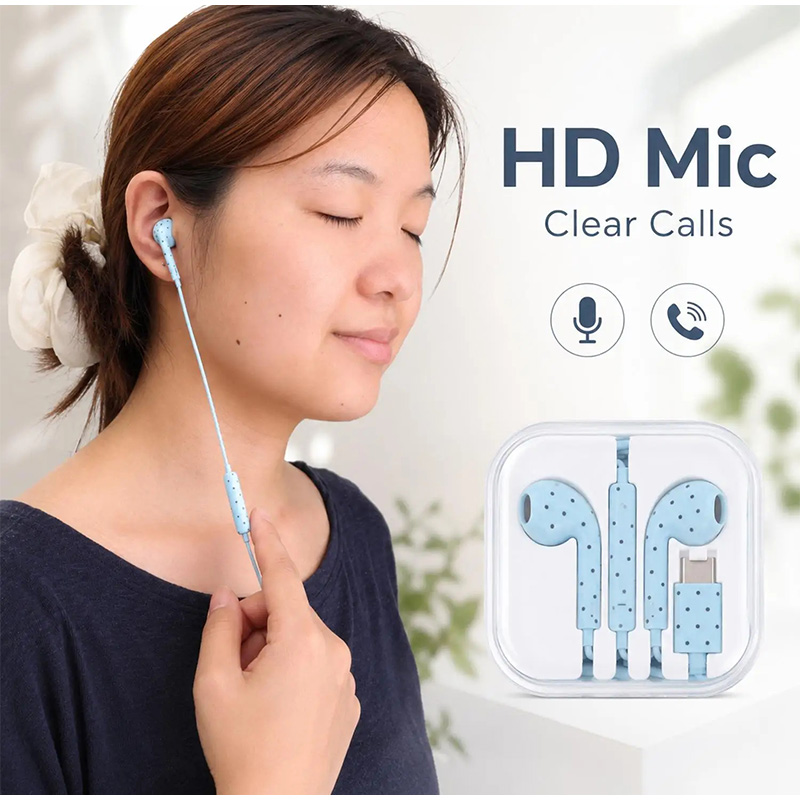 Type C Earphones Polka Dot Sta - Type C Wired Earphones With Mic review and price