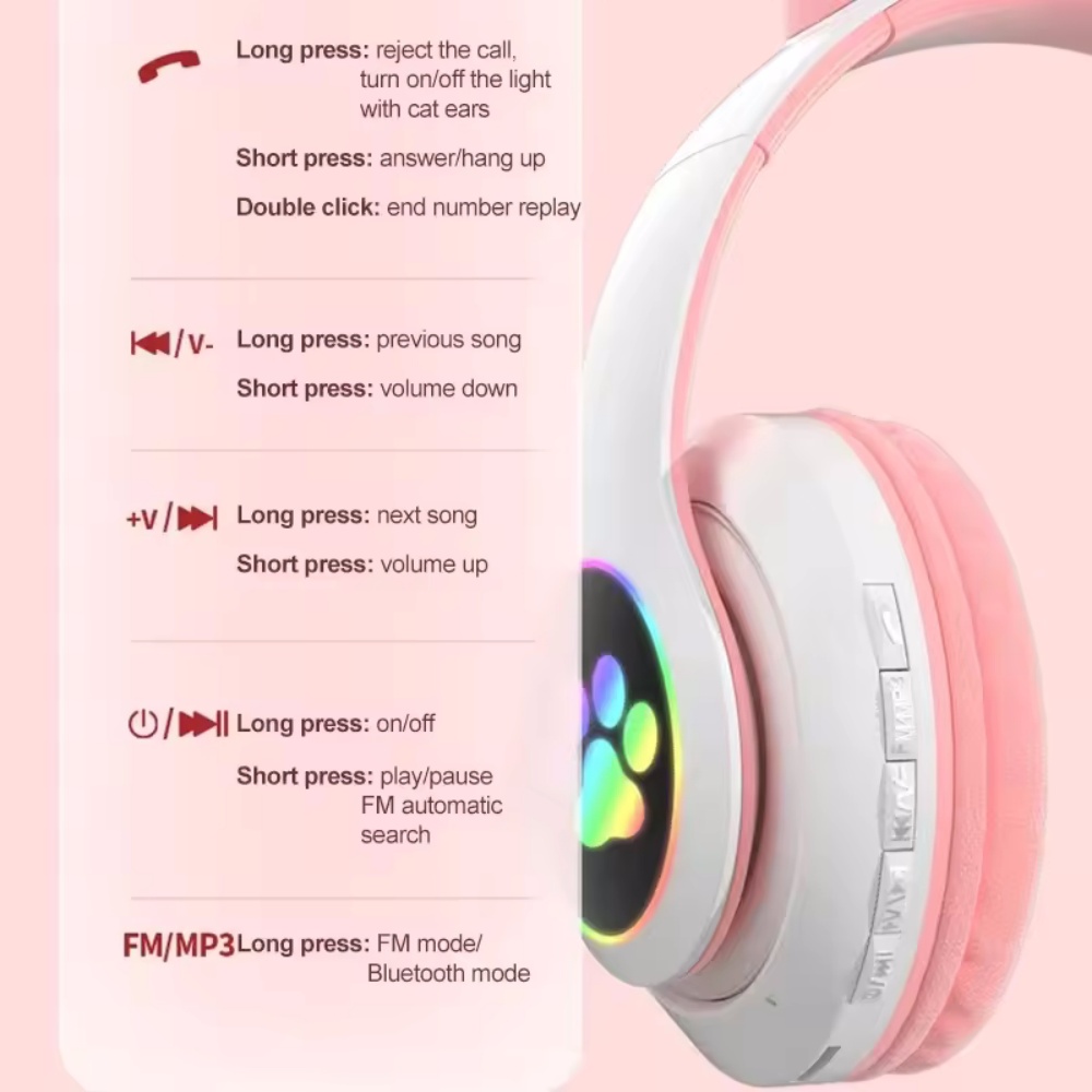 Cute Cat Ear Bluetooth Compati - Cat Ear Bluetooth Headset Led review and price