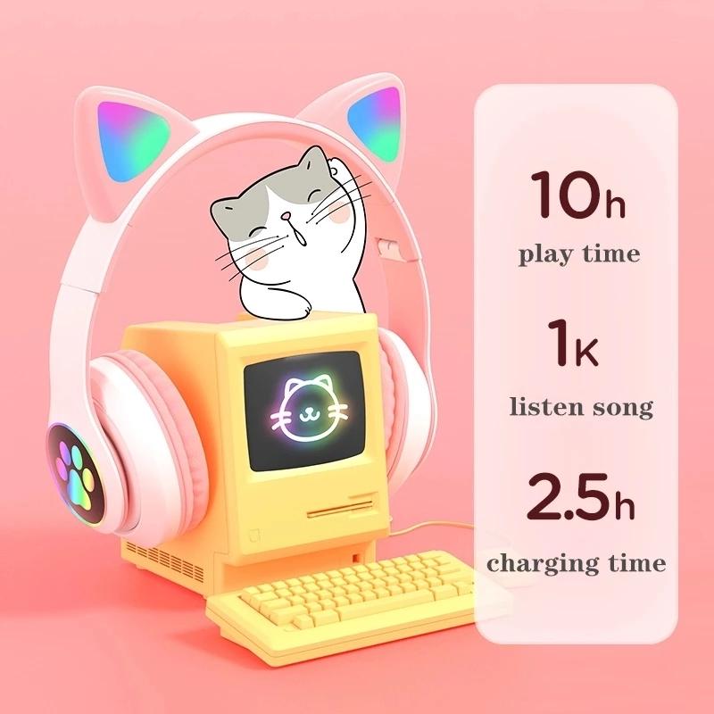 Cute Cat Ears Headphones Bluet - Cat Ear Bluetooth Headset Led review and price