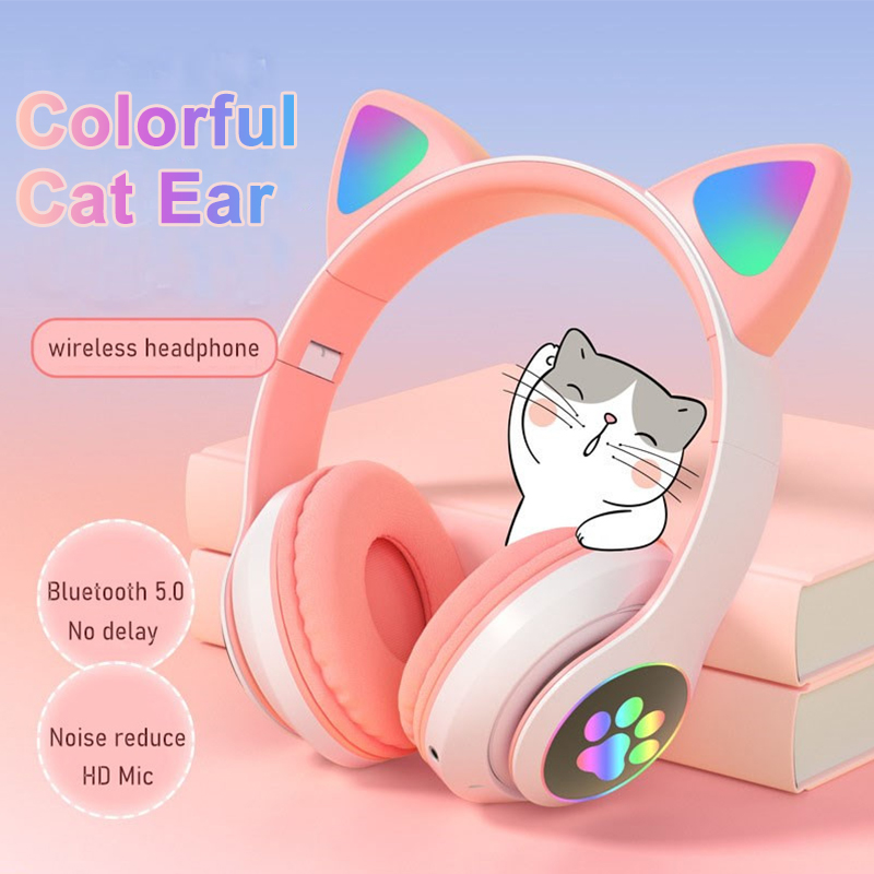 Cute Cat Ears Headphones Bluet - Cat Ear Bluetooth Headset Led review and price