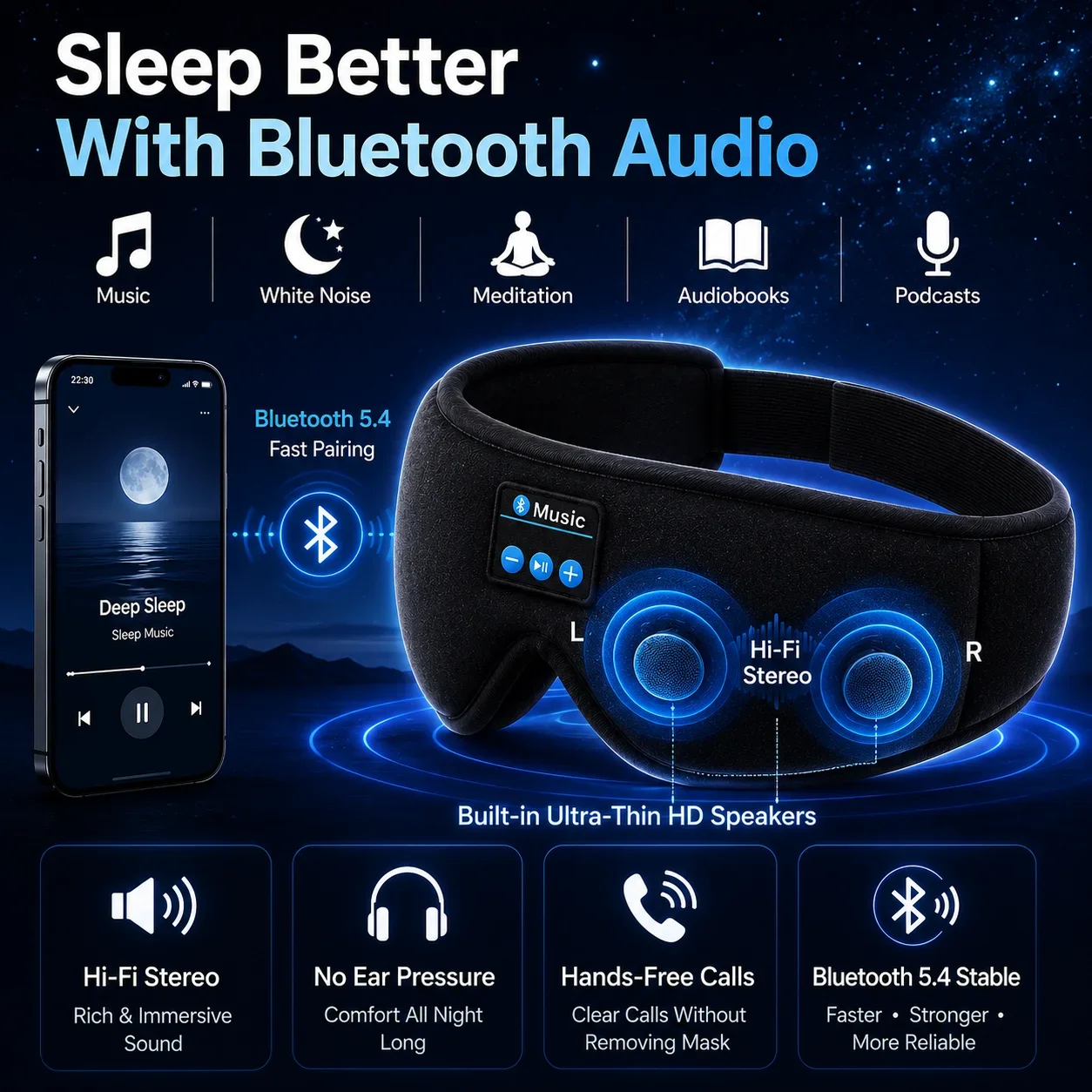 Wireless Sleep Headphones Eye  - Sleep Mask Headphones Bluetooth review and price