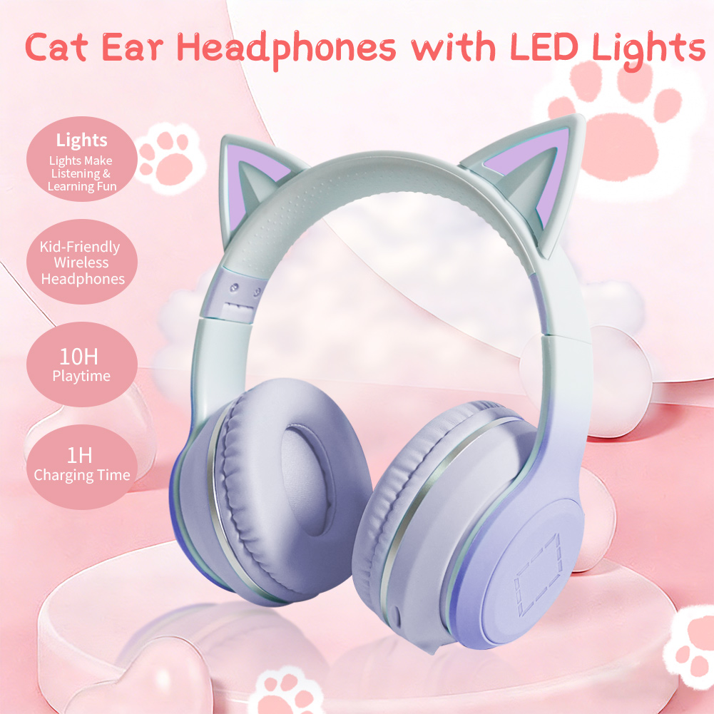 Lovely Kawaii Cat Ear Wireless - Cat Ear Bluetooth Headset Led review and price