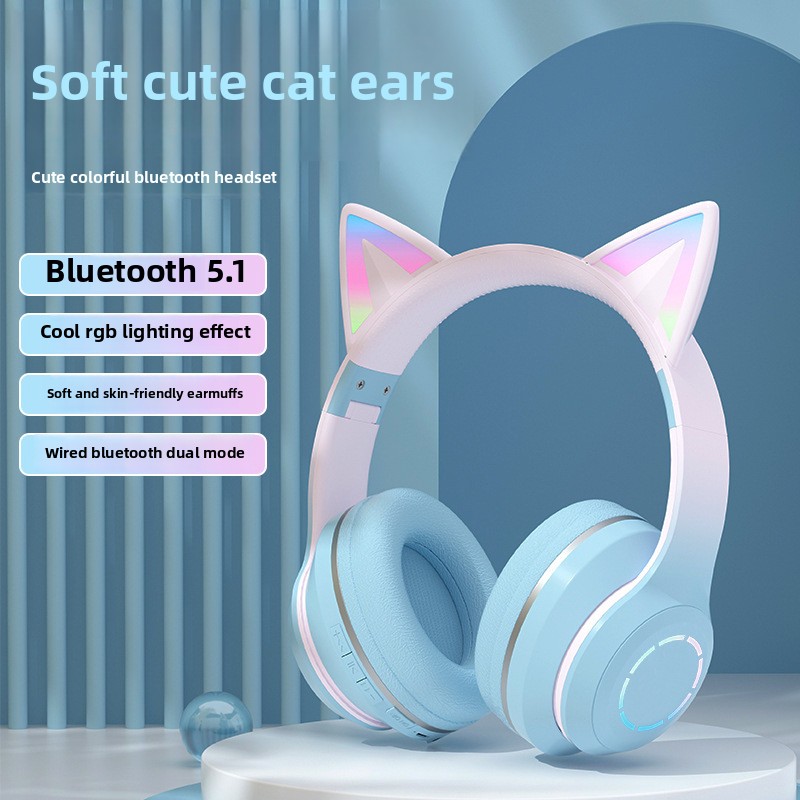 New Best Selling RGB Head-moun - Cat Ear Bluetooth Headset Led review and price