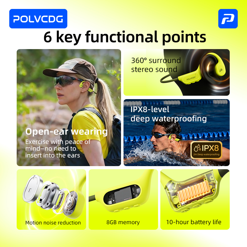 POLVCDG 8G Memory Bone-Conduct - Bone Conduction Running Headphones review and price