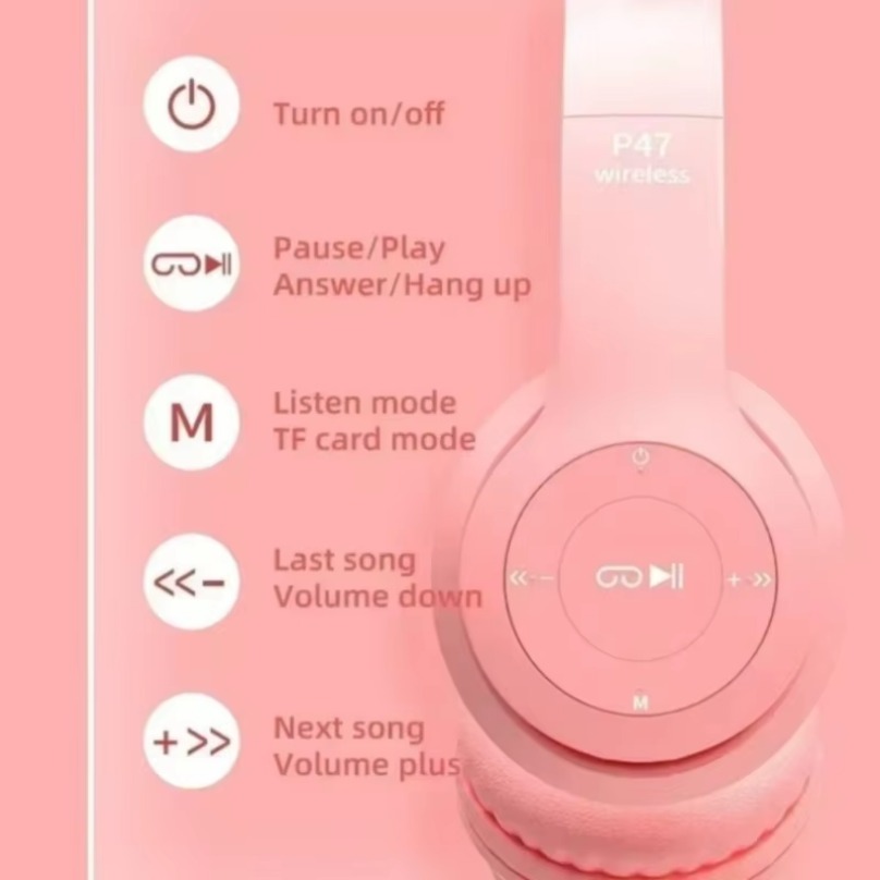 Wireless Bluetooth Earphones C - Cat Ear Bluetooth Headset Led review and price